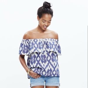 Madewell Balcony Off-the-Shoulder Top Ikat Print Size XS